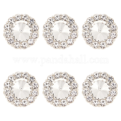 FINGERINSPIRE 6PCS 23.5mm Round Alloy Rhinestone Shank Buttons Silver Color Sew On Buttons with 1-Hole, Vintage Metal Buttons Crystal Embellishments for Party Wedding Dress and DIY Craft Decor