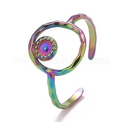 Chapado en iones de color del arco iris (ip) 304 anillos abiertos de acero inoxidable, plano y redondo, nosotros tamaño 9 (18.9 mm), Bandeja: 11.5~13 mm