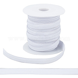 20 Yards Flat Polyester Non-Slip Elastic Band, Silicone Gripper Cord, Garment Accessories, White, 12mm