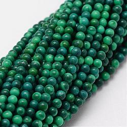Chapelets de perles en malachite synthétique, teints et chauffée, ronde, 2mm, Trou: 0.5mm, Environ 190 pcs/chapelet