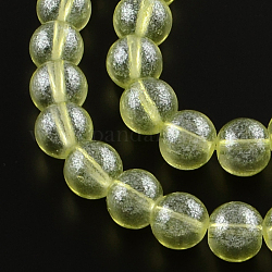 Trasparenti a spruzzo dipinto fili di perle di vetro, tondo, giallo verde, 8mm, Foro: 1.3~1.6 mm, circa 104pcs/filo, 32.7 pollice