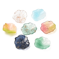Perles en verre, pétale de lotus, couleur mixte, 24.5x24x6.5mm, Trou: 1.2mm