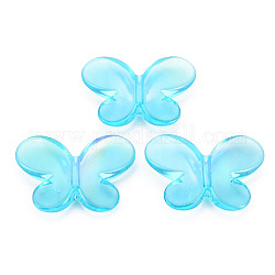 Transparente Acryl Perlen, Schmetterling, Himmelblau, 21.5x29.5x6 mm, Bohrung: 2 mm