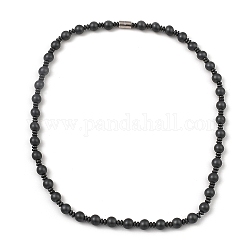 Runde synthetische, nicht magnetische Hämatit-Perlenketten für Damen und Herren, mit Legierung Magnetverschluss, 20.47 Zoll (52 cm)