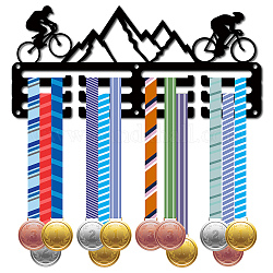 Support mural d'affichage de support de cintre de médaille de fer de thème de sports, 3 ligne, avec des vis, vélo de montagne, des sports, 130x290mm, Trou: 5mm