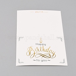 Carte di carta patinata, con parola stampata in oro, rettangolo, arancione, motivo a tema compleanno, 14x9.5x0.04cm