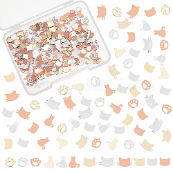 OLYCRAFT 640pcs 8 Styles Cat Nail Art Decorations Brass Resin Fillers Cat Footprint Nail Art Accessories Mini Nail Art Charms for DIY Crafts Manicure Decorations - Gold/Silver with Rose Gold Back