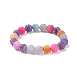 Pulsera elástica con cuentas redondas de ágata natural degradada (teñida), joyas de piedras preciosas para mujeres, rosa, diámetro interior: 2-1/8 pulgada (5.3 cm), abalorios: 10 mm