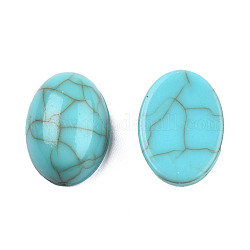 Cabochons acryliques, style de pierres fines imitation, ovale, turquoise moyen, 14x10x5mm