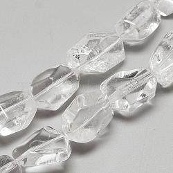 Natürlichem Quarz-Kristall-Perlen Stränge, Bergkristallperlen, Nuggets, 20~27x15~19x13~15 mm, Bohrung: 1.5 mm, ca. 15~20 Stk. / Strang, 15.7 Zoll