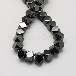 Non magnetici perle ematite sintetico fili, sfaccettato, grado a, ottagono, nero, 3x3x3mm, Foro: 1 mm
