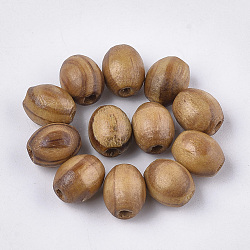 Perles en bois naturel de pin, non teint, ovale, Pérou, 10x8mm, trou: 2~3 mm, environ 2770 pcs / 500 g