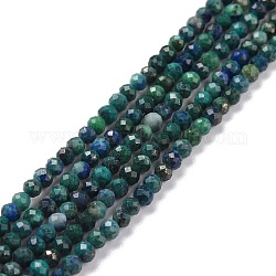 Brins de perles naturelles de chrysocolle et de lapis-lazuli, facette, ronde, 3~3.5mm, Trou: 0.7mm, Environ 138 pcs/chapelet, 15.31'' (38.9~39.2 cm)