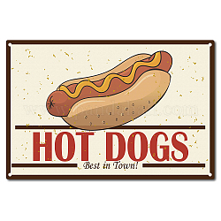 CREATCABIN Hot Dogs Tin Sign Metal Food Sign Vintage Funny Sign for Home Coffee Restaurant Bar Sign, 12 x 8 Inch