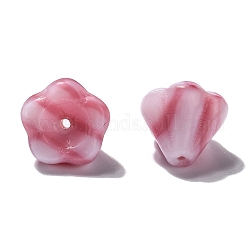 Perles de verre tchèques opaques, deux tons, fleur, perle rose, 10x8mm, Trou: 2mm, environ 120 pcs / sachet 