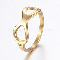 Placcatura ionica (ip) 304 anelli per le dita in acciaio inossidabile, infinito, oro, formato 6~9, 16~19mm
