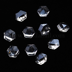 Шестиугольные прозрачные стеклянные кабошоны, ногтей декоративные аксессуары, граненые, прозрачные, 6x7x3.5 мм