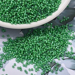 Perles miyuki delica, cylindre, Perles de rocaille japonais, 11/0, (db1787) blanc doublé vert ab, 1.3x1.6mm, Trou: 0.8mm, environ 2000 pcs/10 g