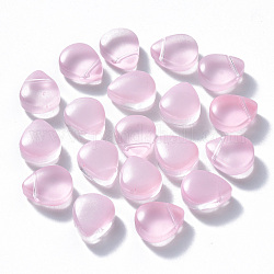 Baking Painted Glass Beads, Top Drilled Beads, Imitation Jade, Teardrop, Pink, 12.5x10.5x5.5mm, Hole: 0.9mm