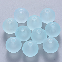 Perles en acrylique transparente, mat, ronde, cyan clair, 7.5x7.5mm, trou: 1.6 mm, environ 1900 pcs / 500 g