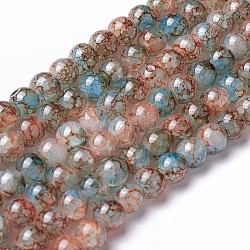 Fili di perline verniciatura a spruzzo, tondo, colorato, 8~8.5mm, Foro: 1.5 mm, circa 100pcs/filo, 31.1 pollice (79 cm)
