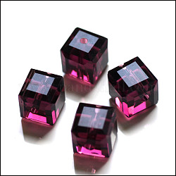 Abalorios de cristal austriaco de imitación, aaa grado, facetados, cubo, púrpura, 8x8x8 mm (tamaño dentro del rango de error de 0.5~1 mm), agujero: 0.9~1.6 mm