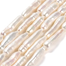 Naturali keshi perline perle fili, perla d'acqua dolce coltivata, perle barocche, grado 6a+, colonna, biancheria, 9~30x3.5~8mm, Foro: 0.8 mm, circa 16~18pcs/filo, 15.35'' (39 cm)