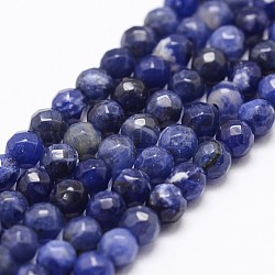 Chapelets de perles en sodalite naturelle, Grade a, facette, ronde, 4mm, Trou: 1mm, Environ 90 pcs/chapelet, 14.9 pouce ~ 15.1 pouces