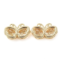 Brass Multi-Strand Links, Hollow Butterfly, Real 18K Gold Plated, 9.5x16x4.5mm, Hole: 1.2mm
