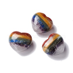 Chakra piedra preciosa corazón amor piedra, piedra de palma de bolsillo para el equilibrio de reiki, colorido, 40x44.5x25mm