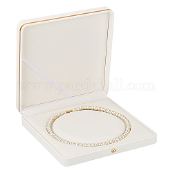 Квадратная коробка для жемчужного ожерелья из искусственной кожи, подарочный футляр для хранения ювелирных изделий для ожерелья, снег, 18.9x18.9x4.1 см