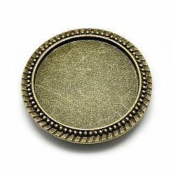 Accessoires de broche en alliage de style tibétain, supports de base Broche, Sans cadmium & sans nickel & sans plomb, plat rond, bronze antique, 32mm, pin: 0.8 mm, Plateau: 25 mm