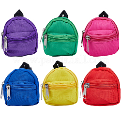 Gorgecraft 6 шт., 6 цвета, повседневный мини-рюкзак для куклы из ткани, с застежкой-молнией, сумка для аксессуаров bjd для девочек, разноцветные, 80x70x39 мм, 1 шт / цвет