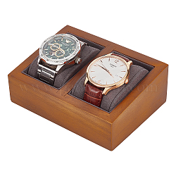Espositori per orologi con doppi braccialetti in legno rettangolare, con cuscini, oggetti di scena per foto, goldenrod, 13.3x9.6x4.8cm