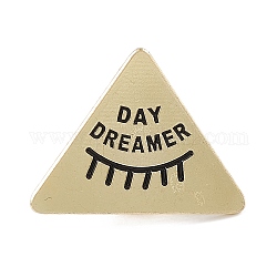 Triangle with Eye Enamel Pin, Light Gold Alloy Word Day Dreamer Brooch for Backpack Clothes, Eyelash Pattern, 23x30x2mm, Pin: 1.3mm