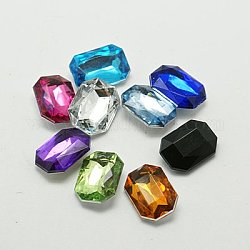 Cabuchones de diamante de imitación de acrílico de Taiwan imitación, señaló hacia atrás y facetas, octágono rectángulo, color mezclado, 10x8x4mm