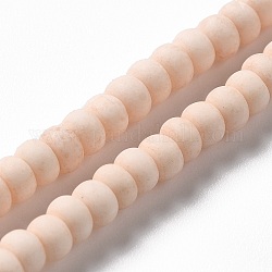 Perline in porcellana smerigliata fatte a mano, rotondo e piatto, salmone chiaro, 4x3mm, Foro: 0.8 mm, circa 134pcs/filo, 15.55 pollice (39.5 cm)