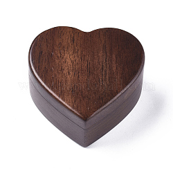 ポータブルクルミ木製リングボックス  スポンジ裏地付き  婚約指輪ケース  ハート  ココナッツブラウン  5.5x6x3.24cm