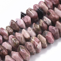 Chapelets de perles en rhodonite naturelle, pépites, facette, 9.5~11x6~7mm, Trou: 1.2mm, Environ 30~32 pcs/chapelet, 7.48 pouce (19 cm)
