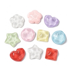 Translucent Resin Cabochons, Water Ripple Cabochons, Star & Heart & Square, Mixed Shapes, Mixed Color, 15.5~21x16~21x6.5~7.5mm
