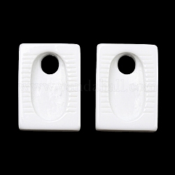 Cabuchones de resina opacos, inodoro rectangular en cuclillas, blanco, 25.8x18.4x6mm