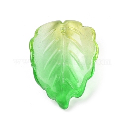 Colgantes de cristal, encantos de hojas de fresa, verde lima, 22x16x7.5mm, agujero: 1.2 mm