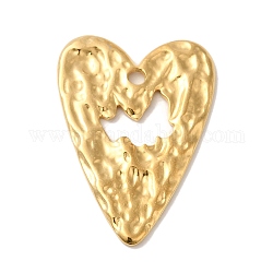 304 подвески из нержавеющей стали, фактурная подвеска в виде сердца, золотые, 33.5x24.5x1.8 мм, отверстие : 2.3 мм