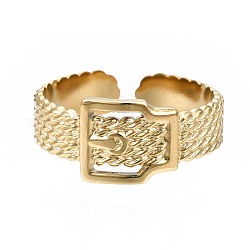 304 манжетное кольцо в форме пряжки ремня из нержавеющей стали, массивное кольцо для женщин, золотые, размер США 6 3/4 (17.1 мм)