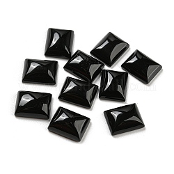 Cabochons aus natürlichem schwarzem Onyx, gefärbt und erhitzt, Rechteck, 10x8x3.5 mm