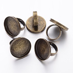 Античная бронза тон регулируется латунные кольца черенки, плоские основы для колец, фурнитура для изготовления бижутерий, 17 мм, лоток : 25 мм