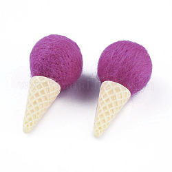 Wool Felt Ice Cream Crafts Supplies, for Baby Shower Gender Reveal Tent Decoration, Magenta, 62~63x30~32mm