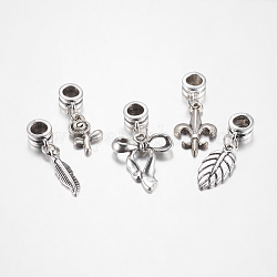 Alloy European Dangle Charms, mixed style, Antique Silver, 23~43mm