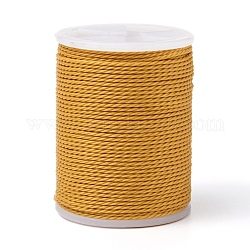 Cordon rond en polyester ciré, cordon ciré taiwan, cordon torsadé, verge d'or, 1mm, environ 12.02 yards (11 m)/rouleau