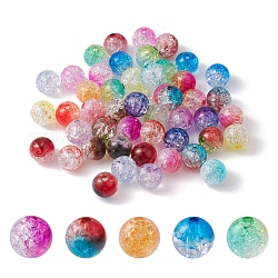 Perline di acrilico trasparente crackle, tondo, colore misto, 10mm, Foro: 2 mm